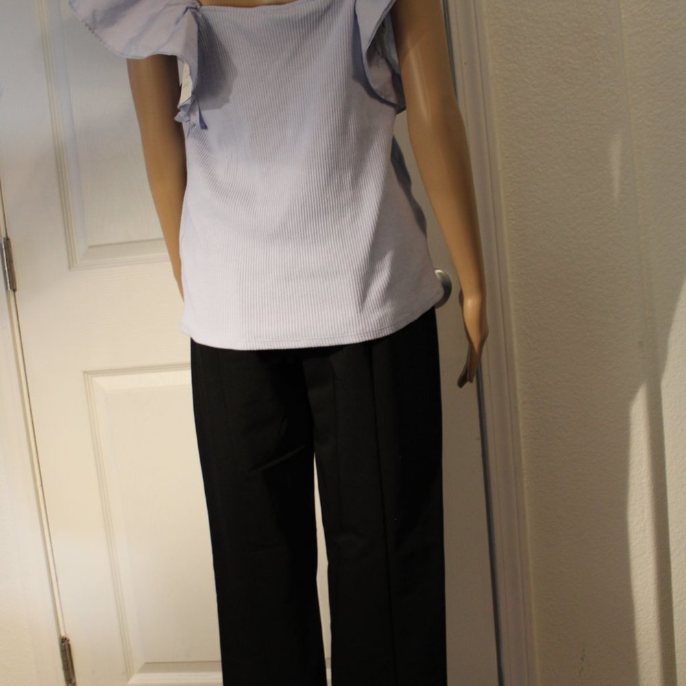 WOMEN QUAINT BLUE RUFFLE TOP - Picture 4 of 4